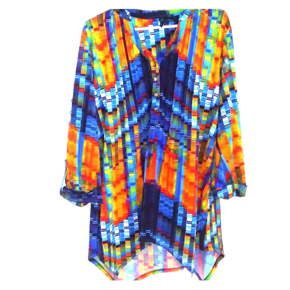 New Directions 3/4 sleeve multi colored top. 2X